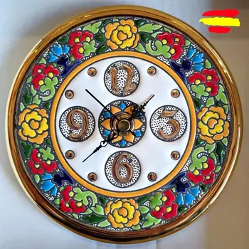 Laikrodis keramika iš 15 cm/6 colių skersmens-emaliuota iki rankų darbo-aukso 24 k-Sienos, arba parama -ARTECER-