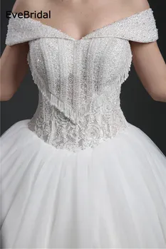 Derliaus Linija, Valtis kaklo Tiulio Nėrinių Duobute Kristalų Aplikacijos Grindų ilgis Bridal Gown Vestuvinė Suknelė