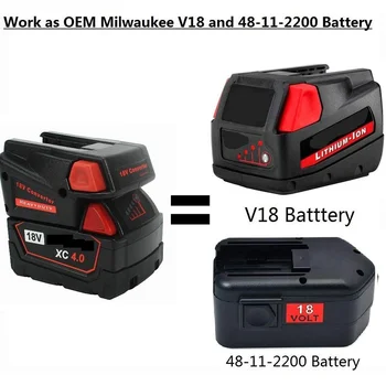 Adapteris Keitiklis Ličio Baterijos Energijos Konverteris Milwaukee M18 18V V18 Li-ion Baterija, USB Telefono Kroviklis, Įkrovimo Įrankiai