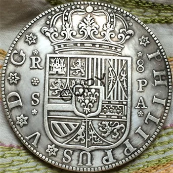 1731 Ispanija 8 Reales kopijuoti monetas