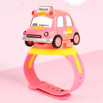 Surinkti Automobilių Žiūrėti Žaislas su Spauda Kontrolės Muzikos, Šviesos, Riešo laikrodis su Mini Automobilio Modelį Žiūrėti Vaikas Autobusų
