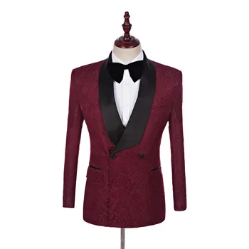 Vyrų kostiumas mados dvieiliai vynas raudonas kombinezonas dviejų dalių kostiumas (striukė + kelnės) verslo kasdienis kostiumas, suknelė vestuvių puotą