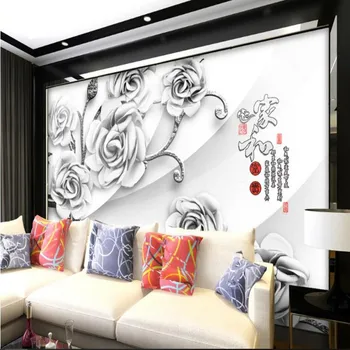 Wellyu Pritaikyti didelės apimties freskomis paramos Bijūnas gėlių vynuogių 3D TV fono sienos neaustinių ekrano užsklanda papel de parede