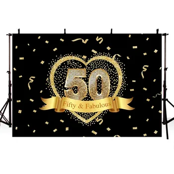 Avezano Gimtadienio 50 Aukso Taškų Portretas Širdies Šventės Dekoras Reklama Fonas Foto Fonas, Custom, Fotografija
