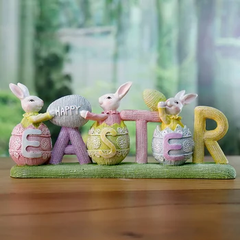 Happy Easter Bunny Kiaušinio Statula Easter Bunny Kiaušinių Mielas Dervos Amatų Dovana Vaikų Kambarys Gyvenamasis Kambarys Dekoro Stalo Dekoras