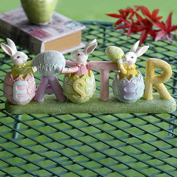 Happy Easter Bunny Kiaušinio Statula Easter Bunny Kiaušinių Mielas Dervos Amatų Dovana Vaikų Kambarys Gyvenamasis Kambarys Dekoro Stalo Dekoras