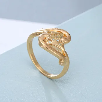Senovinių Moterų Aukso Nerūdijančio Plieno Žiedas Crystal Cirkonis Žiedas Augalų Gėlės Žiedlapis Žiedą Vestuvinį Žiedą, Valentino Dienos Dovana, Papuošalai
