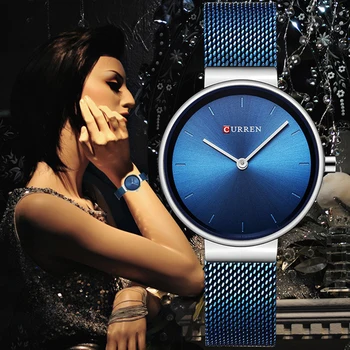 CURREN Riešo Žiūrėti Moterų Laikrodžiai Prabangos Prekės Plieno Ponios Mėlynas Kvarcas Moterų Laikrodžiai Sporto Relogio Feminino Montre Femme 9016