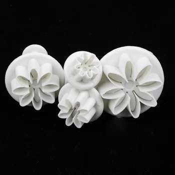 Naujas 4pcs Gėlių formos Stūmoklį Cutter Sugarcraft Minkštas Tortas Dekoravimo 