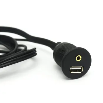 Automobilio prietaisų skydelyje Flush Mount 3.5 mm 3RCA USB prailginimo Kabelis, Garso ir Vaizdo Laidas