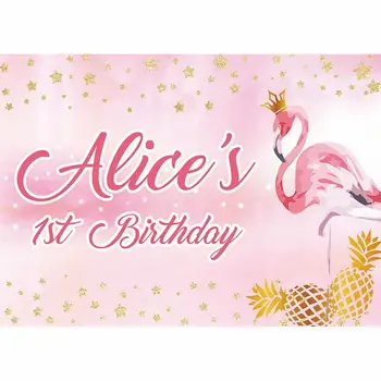 Allenjoy fotografijos fonas rožinis flamingas akvarelė aukso ananasų gimtadienio dekoro fone photobooth photocall