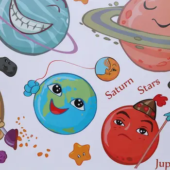 Naujoji Saulės Sistema Animacinių Filmų Sienų Lipdukai Vaikams Kambariai Žvaigždės Kosminėje Erdvėje Planetų Žemė, Saulė, Saturnas Mars Plakatas Freskos Mokyklos Puošimas