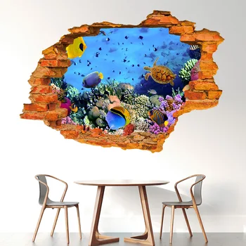Povandeninis 3D Lipdukas Siena Lipdukas, Vaikų Kambario Freskos Namų Dekoro Vinilo Sienos Lipdukai