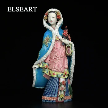 Dažytos keramikos klasikinis mielas duomenys gražus ponios skulptūra, statula ornamentu vidaus apdaila