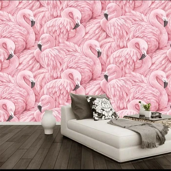Wellyu sienos dokumentų namų dekoro Užsakymą tapetai Flamingo fono sienos papel de parede 3d tapetai sienos 3 d behang