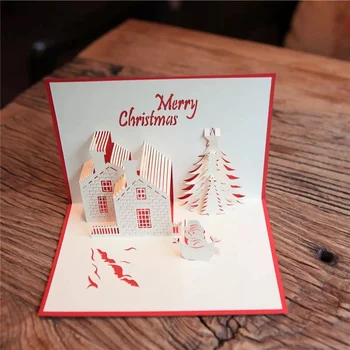 Kūrybos trijų dimensijų atviruką Kalėdų atvirukas yra rankų darbo sveikinimo kortele užsakymą atostogų kortelės Kalėdų Pilies