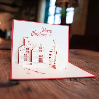 Kūrybos trijų dimensijų atviruką Kalėdų atvirukas yra rankų darbo sveikinimo kortele užsakymą atostogų kortelės Kalėdų Pilies