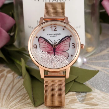Prabanga Moterų Kvarciniai Laikrodžiai Drugelis Kamuolius Dizaino Mergaičių Žiūrėti Plieno/Odos Juosta Ponios Apyrankę Laikrodžius Relogio Feminino