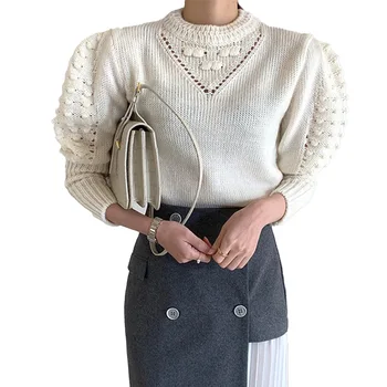 Korėjos Versija Japonų Megztinis Mados Prarasti Paprasta Dizaineris Elegantiškas Plonas Rudenį, Žiemą Šilta Ilgomis Rankovėmis Apvalios Kaklo