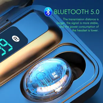 Nematomos Ausines, Mini Stereo Earset Bluetooth 5.0 Diržas TWS Belaidžio 