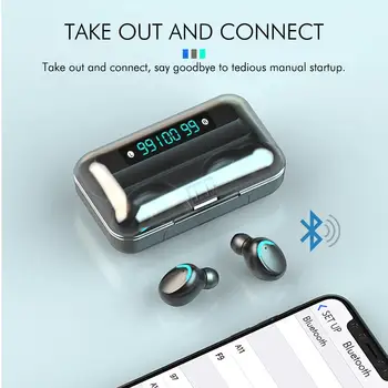 Nematomos Ausines, Mini Stereo Earset Bluetooth 5.0 Diržas TWS Belaidžio 
