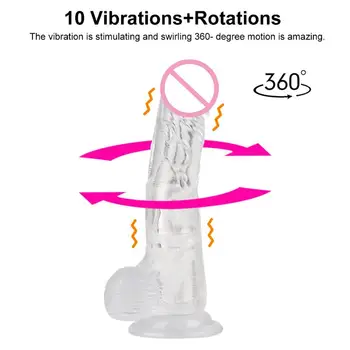 10 Režimas Tikroviškas Dildo Vibratorius, Lankstus, Minkštas Silikoninis Varpos G Spot Makšties Vibratorius Masturbator Sekso Žaislas Moterims