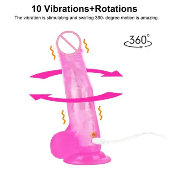 10 Režimas Tikroviškas Dildo Vibratorius, Lankstus, Minkštas Silikoninis Varpos G Spot Makšties Vibratorius Masturbator Sekso Žaislas Moterims