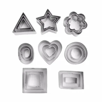 24Pcs/daug 3D Cookie Cutter Nustatyti Žvaigždžių Žiedlapių Širdį Apvalios, Stačiakampio Formos Apdaila Nerūdijančio Plieno Kepimo Formų Minkštas Cutter