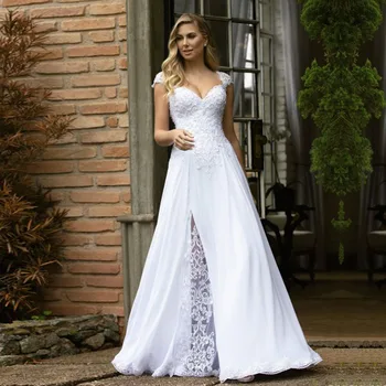 Eightale Plius Dydis Vestuvių Suknelės 2019 Appliques Lace V-Neck-Line Vestuvių Chalatai Ilgomis Rankovėmis Nuotakos Suknelės, Chalatas De Mariee
