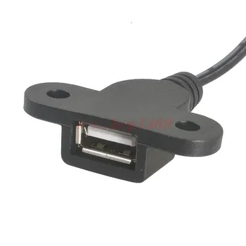 USB 2.0 A Male į Dual Port Moterų ilgiklis su Varžtu Užraktas Panel Mount