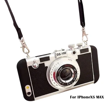 3D Telefono dėklas Vintage Camera Dizaino Silikoninis Dangtelis, su Ilgu Dirželiu Lyno Mobiliojo Telefono GK99