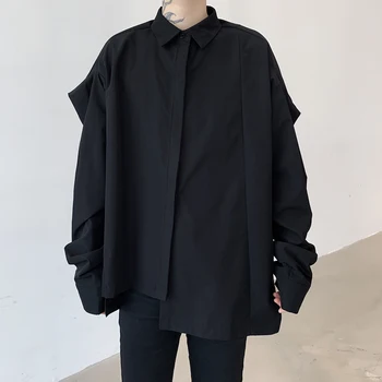 Yohji Yamamoto Stiliaus Suknelė Marškinėliai Vyrams Japonijos Originalus Negabaritinių Gotikos Marškinėliai 2020 Mados Tendencijas Streetwear Mygtukai Palaidinė