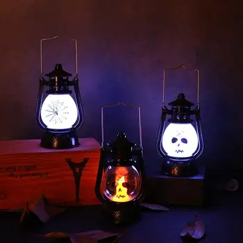 Helovinas Mažų Nešiojamų Žibintų Haunted House Baro Dekoracija LED Nakties Šviesos Lempos Šalis Dekoro Žvakių Lemputė