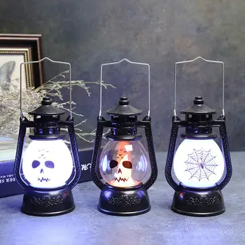 Helovinas Mažų Nešiojamų Žibintų Haunted House Baro Dekoracija LED Nakties Šviesos Lempos Šalis Dekoro Žvakių Lemputė
